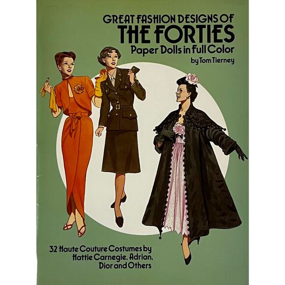 UNCUT Great Fashion Designs of the 40's Full Color by Tom Tierney 1987 - Picture 1 of 4